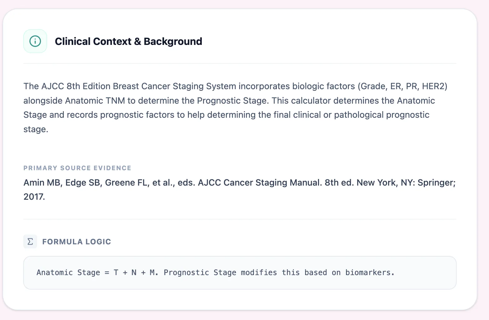 The Clinical Context & Background panel