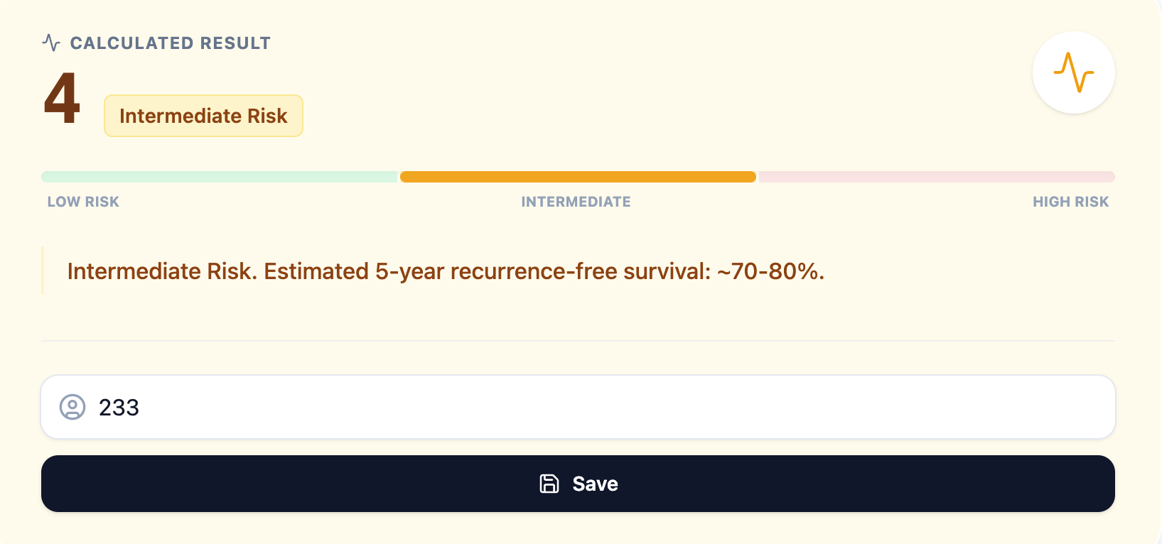Example output with visual risk bar