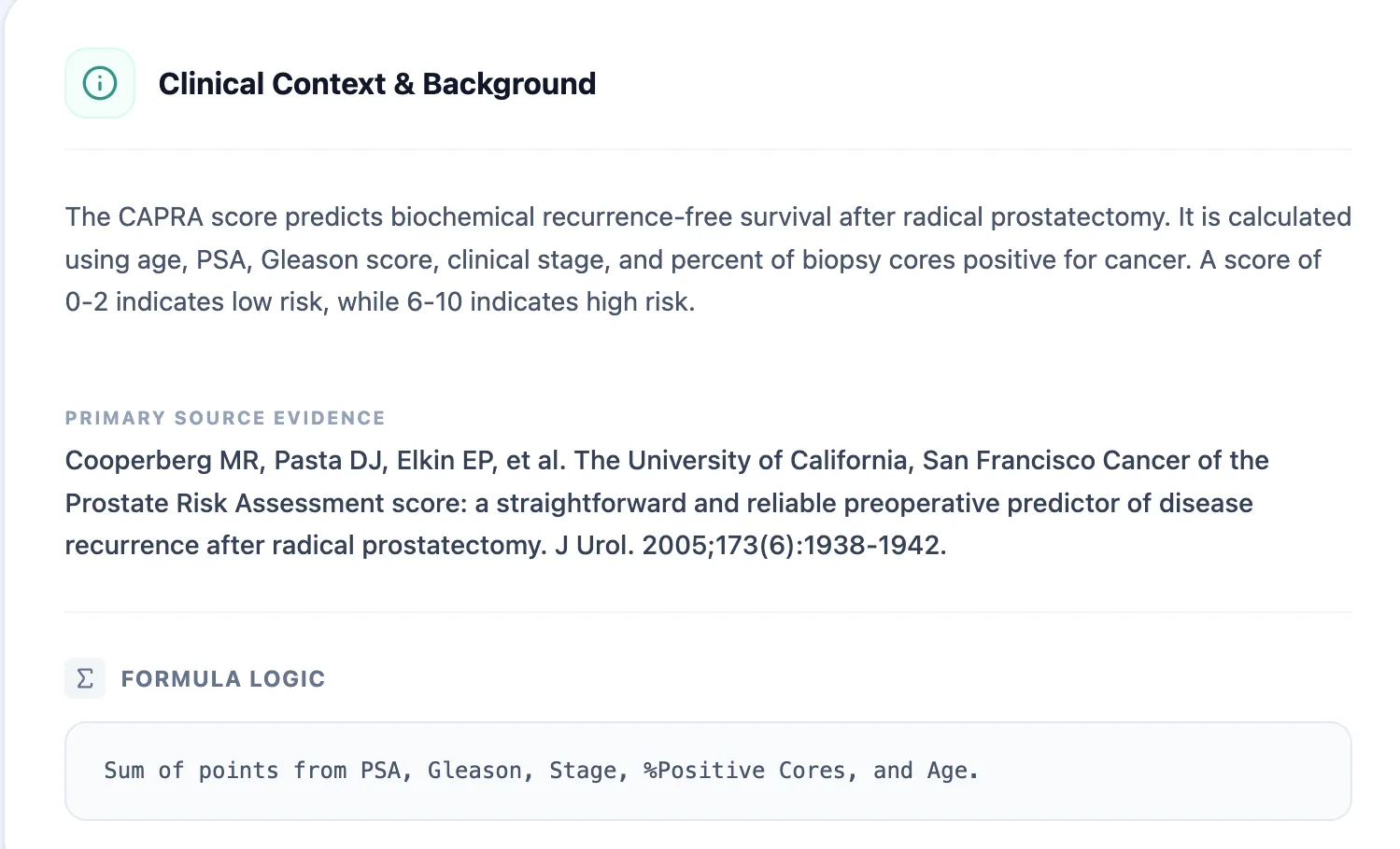 Clinical background and formula explanation