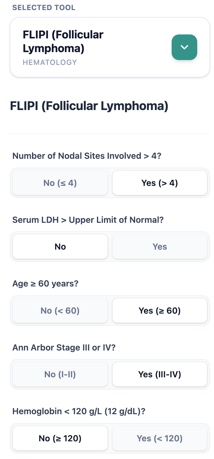 OncoToolkit FLIPI Calculator Interface