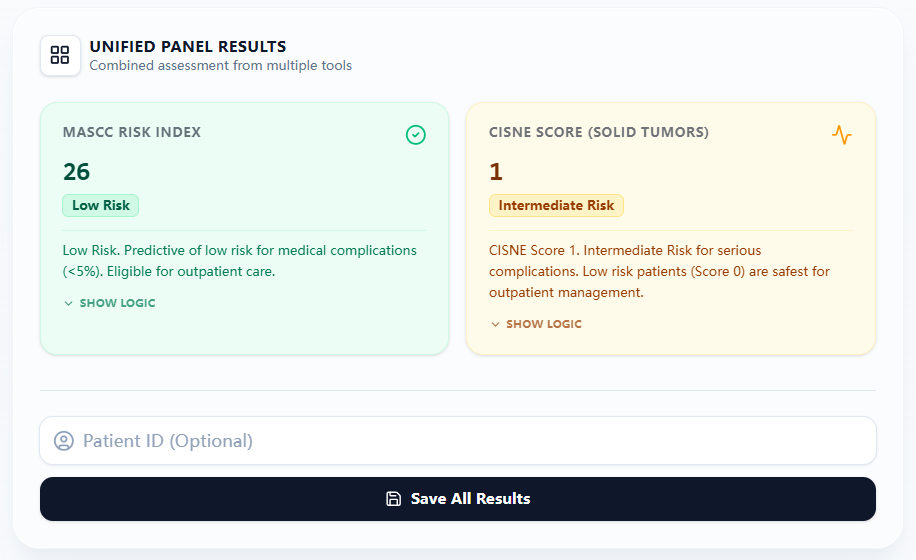 Unified results panel