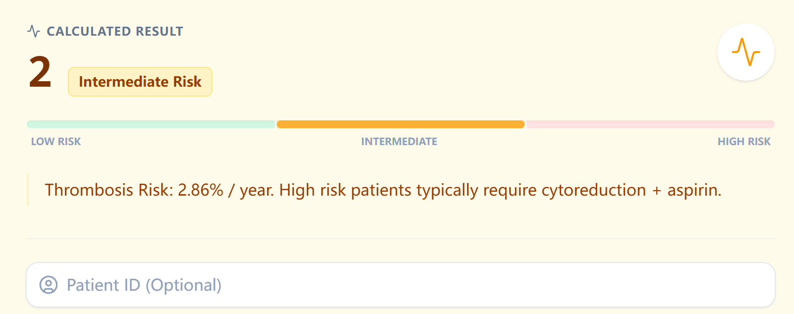 Calculated result screen