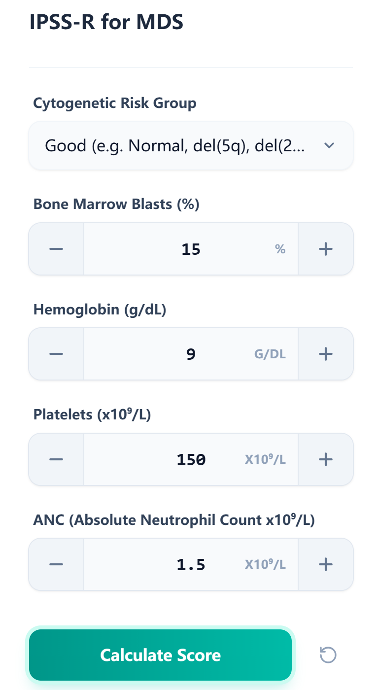 IPSS-R Calculator Input Form