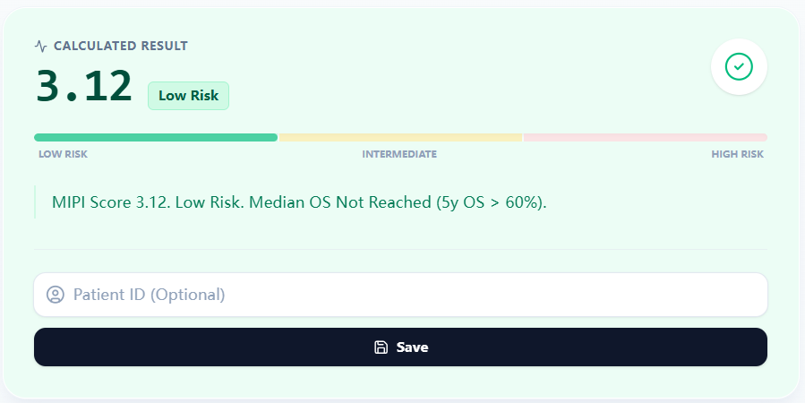 Result view of the MIPI calculator
