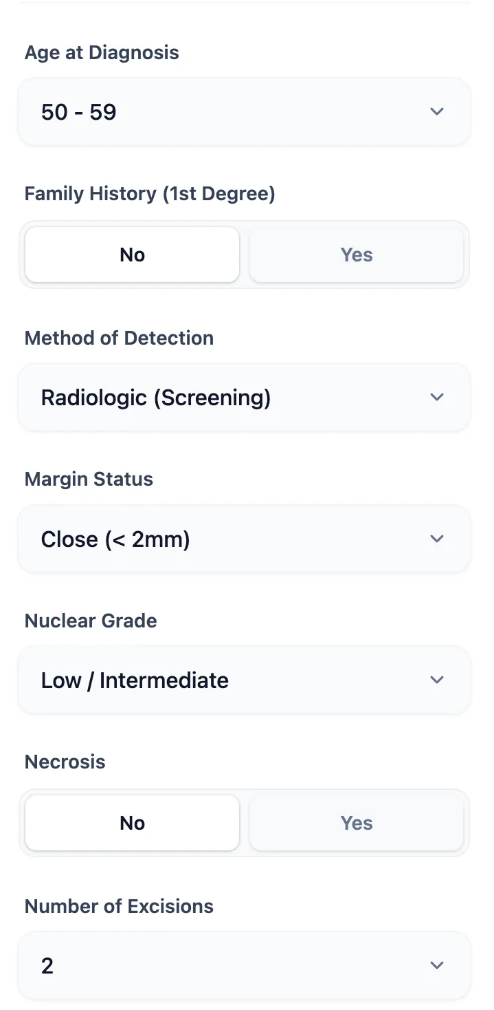 MSKCC Calculator Input Form