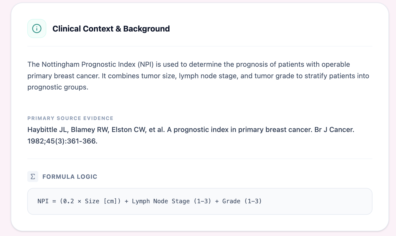 NPI Clinical Background Panel