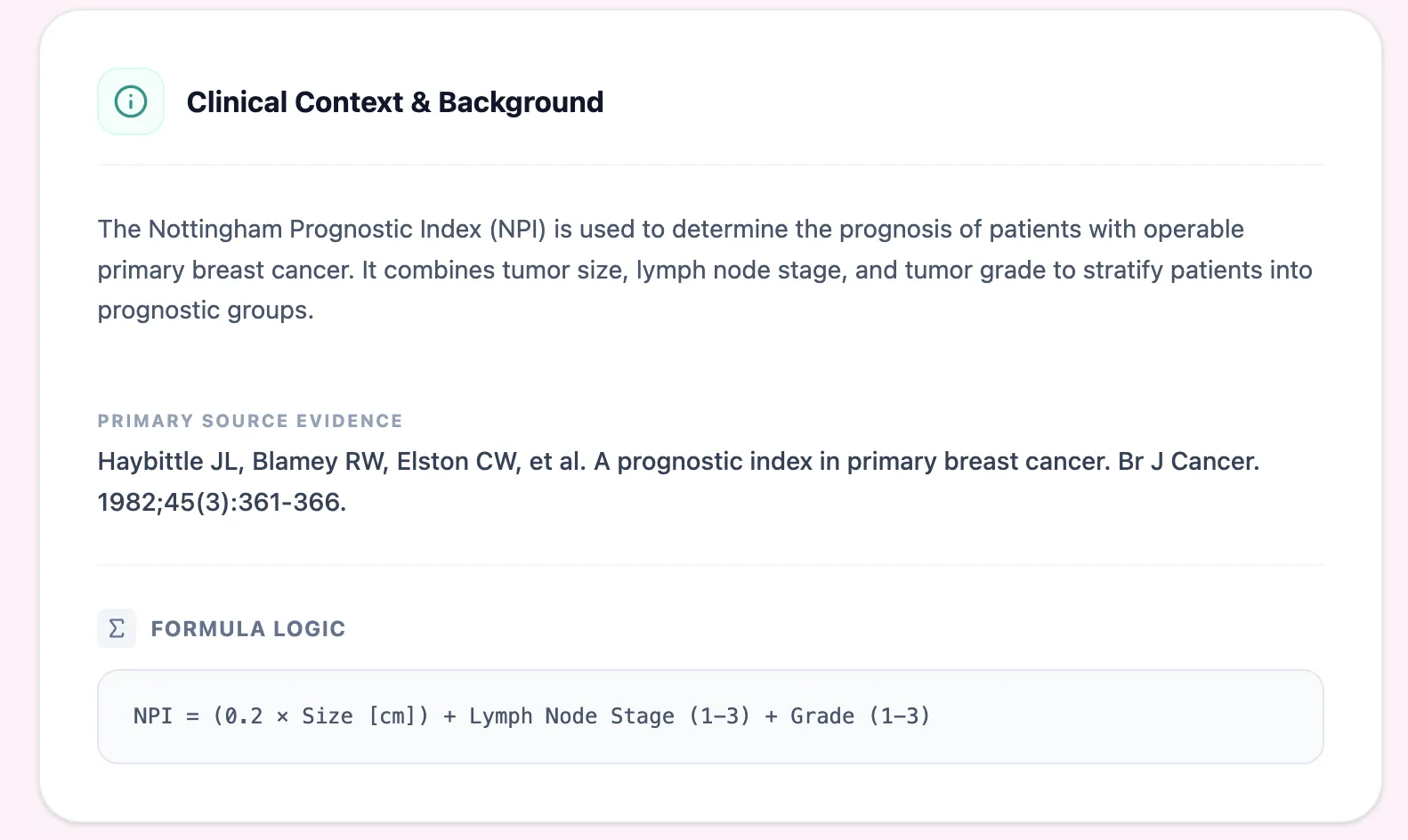 NPI Clinical Background Panel
