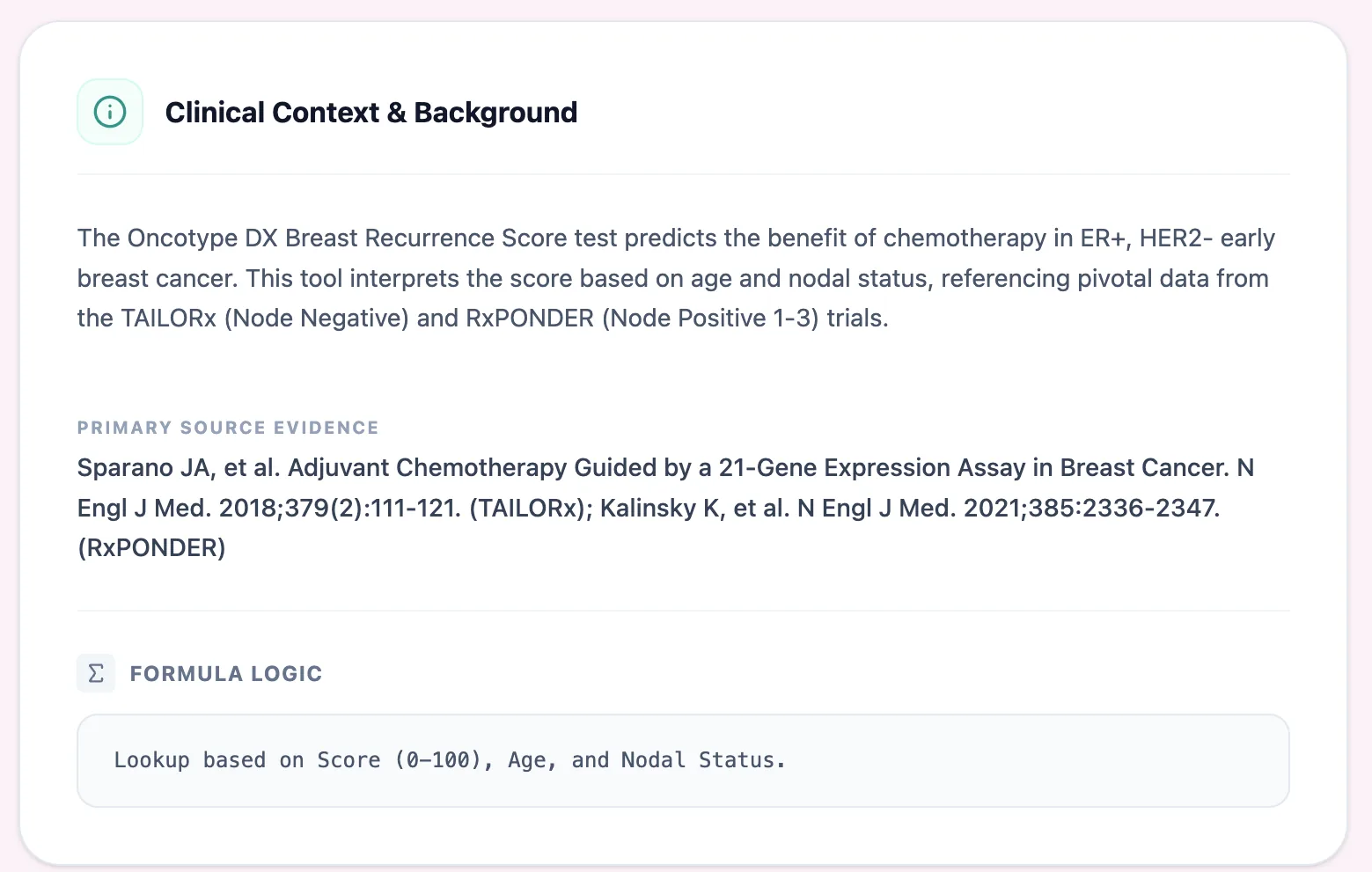 Oncotype DX clinical background panel