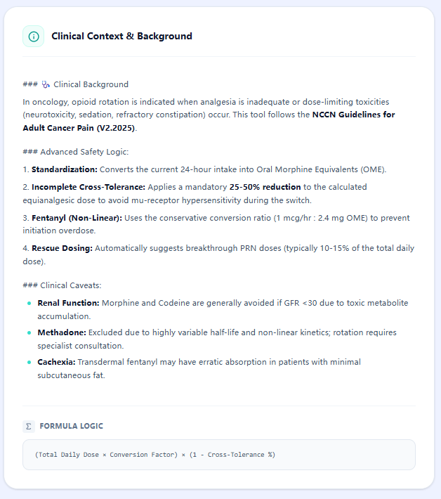 Clinical background and safety logic panel