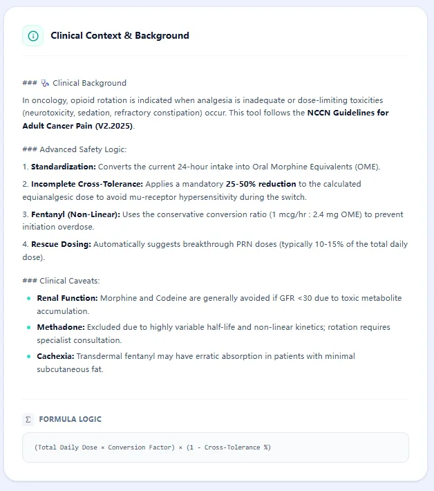 Clinical background and safety logic panel