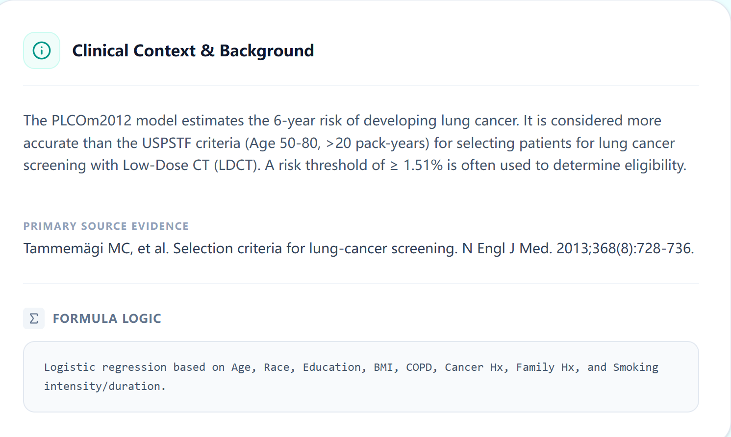 Figure 1. The PLCOm2012 model foundation