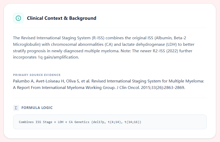 OncoToolkit R-ISS clinical background and IMWG evidence