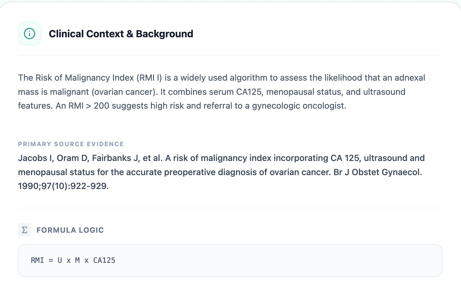 RMI I Clinical Context Section