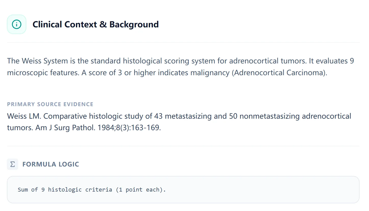 Weiss Score Diagnosis Thresholds