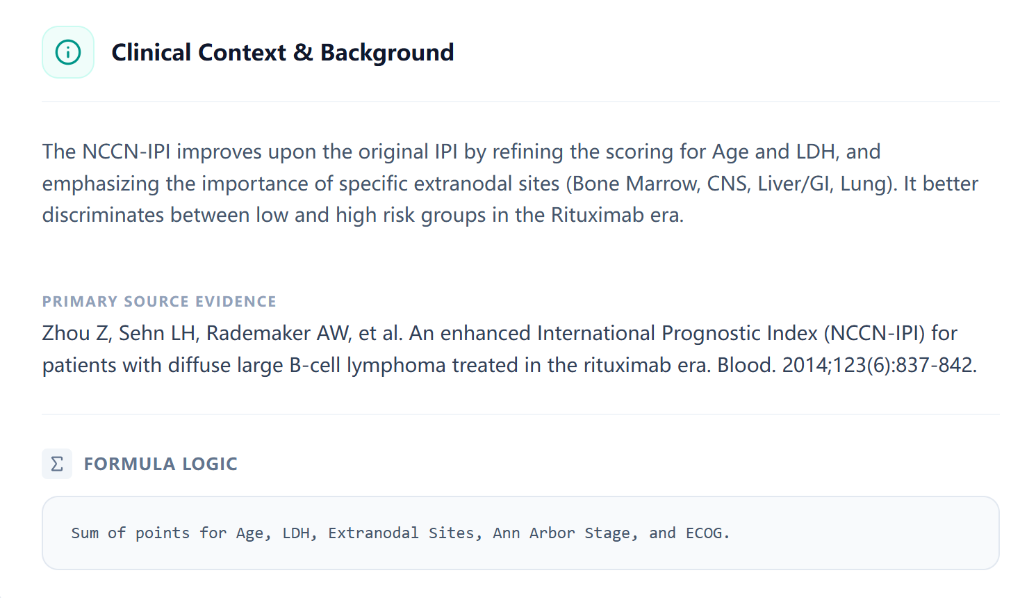 Clinical background and evidence for NCCN-IPI