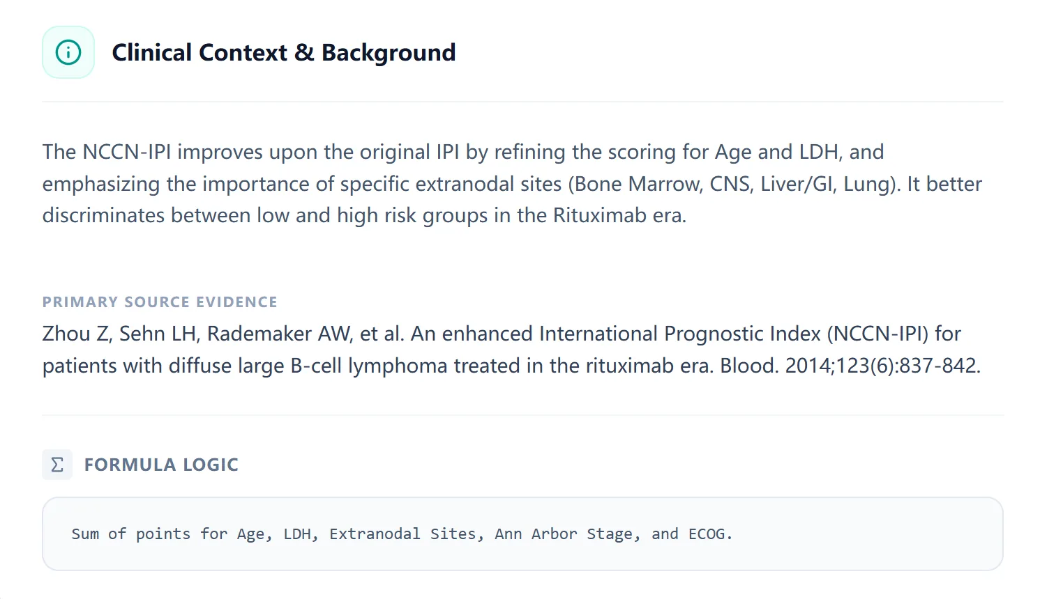 Clinical background and evidence for NCCN-IPI